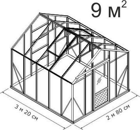 Теплица botanik standard под стекло 2,8х3,2 м