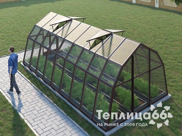 Теплица Рада Волга под стекло, 3х6 метров, коричневая