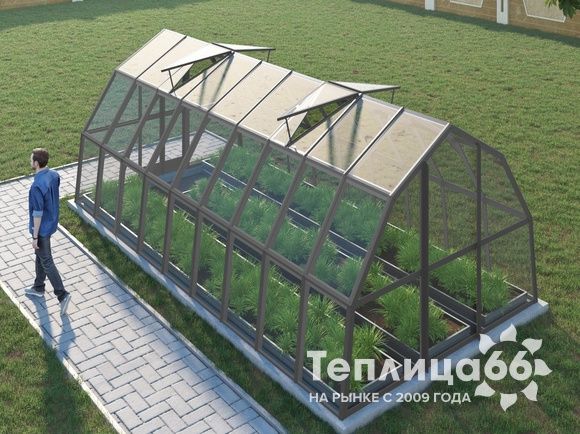 Теплица Рада Исеть под стекло 3х6 метров, графитовая