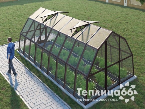 Теплица Рада Исеть под стекло 3х6 метра, коричневая