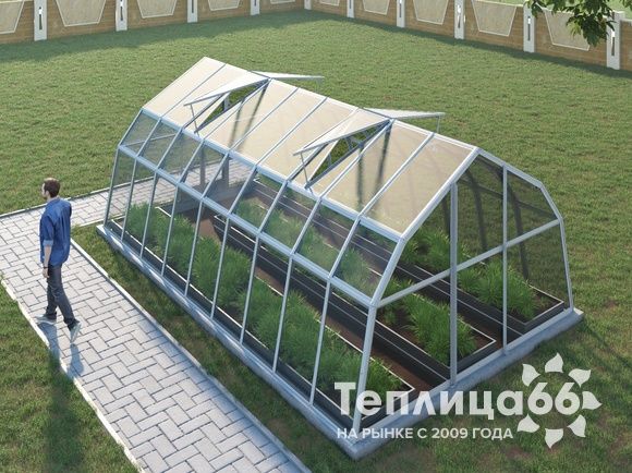 Теплица Рада Дунай под стекло, 3,5х6 метра, белая