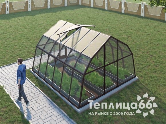Теплица Рада Дунай под стекло, 3,5х4 метра, коричневая