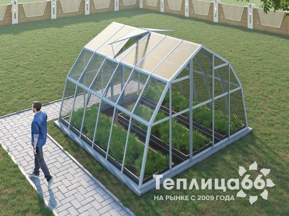 Теплица Рада Енисей под стекло, 4х4 метра, белая