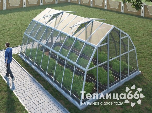 Теплица Рада Енисей под стекло, 4х6 метров, белая